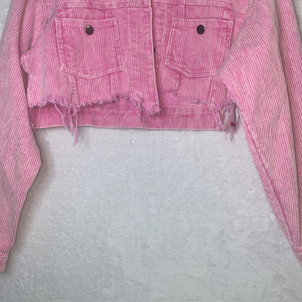 Hot Pink POL Vintage Barbie Pink Corduroy Jacket with Raw Hem Size Small - Picture 8 of 16